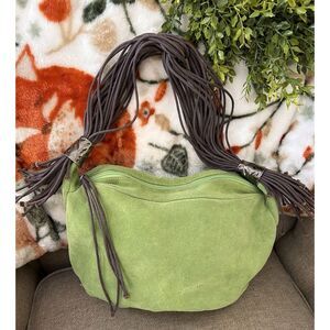 deux lux Hobo Bag Avocado Green With Brown Braided Handle